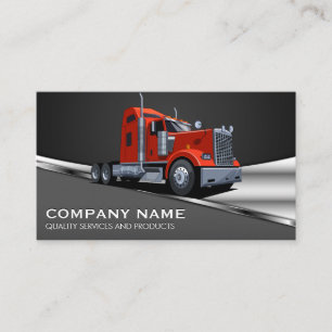 Red Semi Lastbil Logotyp Metallisk Visitkort