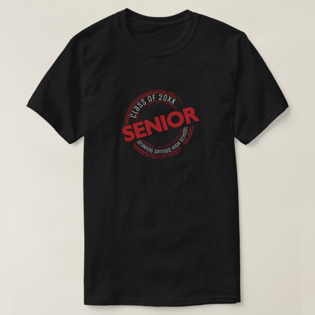 Red Senior Class of Distress Badge T Shirt (Design framsida)