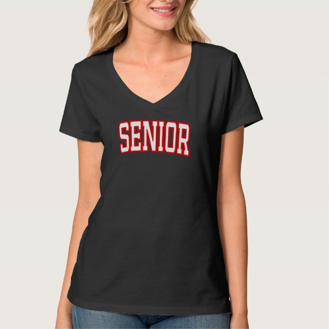 Red Senior College Football Costume Coach Student  T Shirt (Framsida)