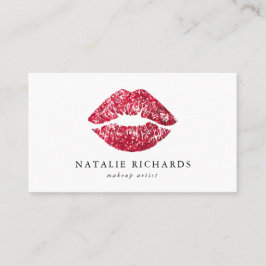 Red Sequins Glitter Läppar Makeup Artist Visitkort