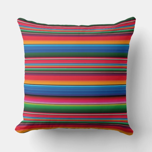 Red serape saltillo traditional mexican blanket kudde (Framsida)