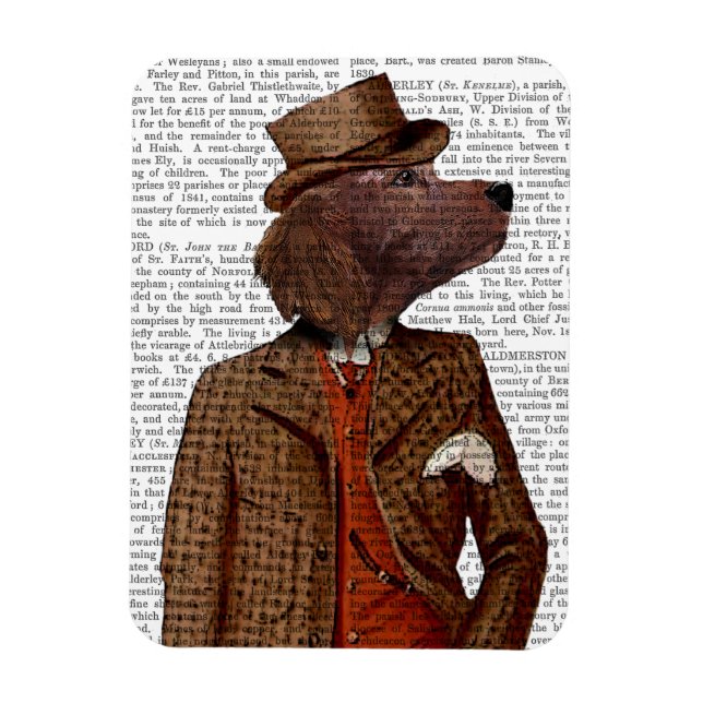 Red Setter Rider Porträtt Magnet (Vertikal)