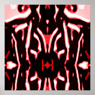 Red Shades Black White Abstrakt Modern Art Motif Poster