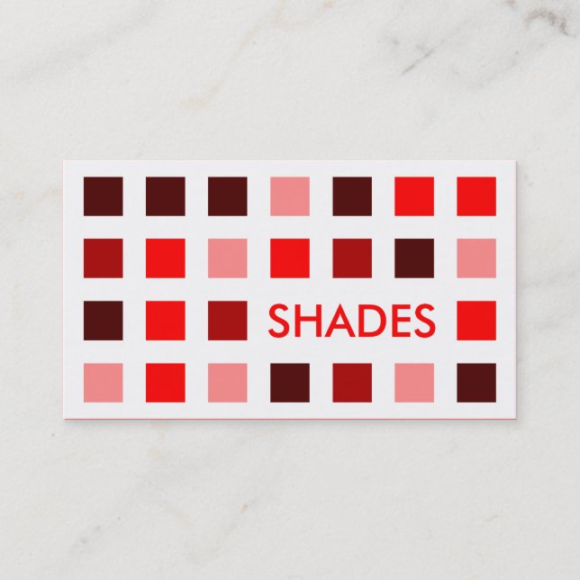 RED SHADES (modets kvadrater) Visitkort (Framsida)