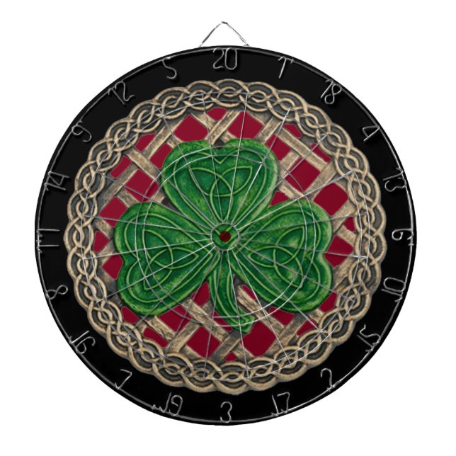 Red Shamrock on Celtic Knots Dart Board Piltavla (Framsidan)