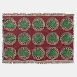Red Shamrock on Celtic Knott Throw Blanket Mysfilt