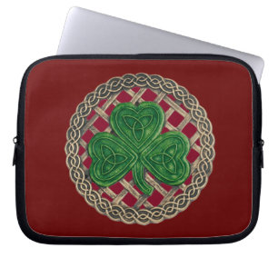 Red Shamrock på keltiska knots Laptop sleeve