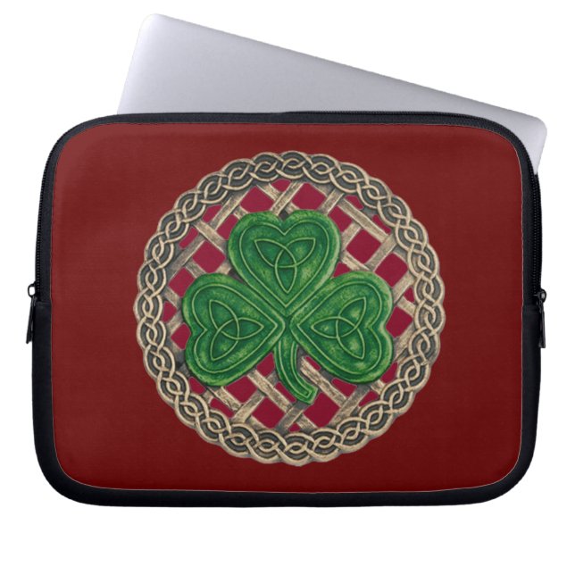 Red Shamrock på keltiska knots Laptop sleeve (Framsidan)