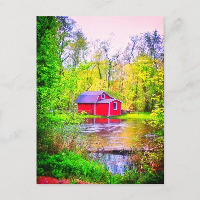 RED SHED BRIGHT POSTCARD VYKORT (Framsida)