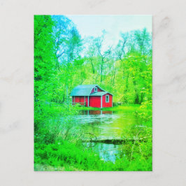RED SHED GRÖNT POSTCARD VYKORT