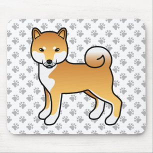 Red Shiba Inu Cute Tecknad hund & Tass Musmatta