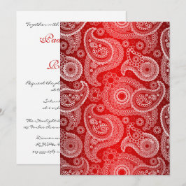 Red Shimmer Satin & Paisley bröllopsinbjudan Inbjudningar