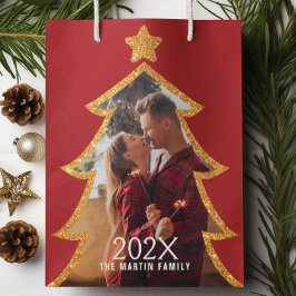 Red Shiny Christmas Tree Personalized Photo