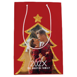 Red Shiny Christmas Tree Personalized Photo