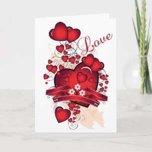 Red Shiny Hearts Valentine Card Helgkort