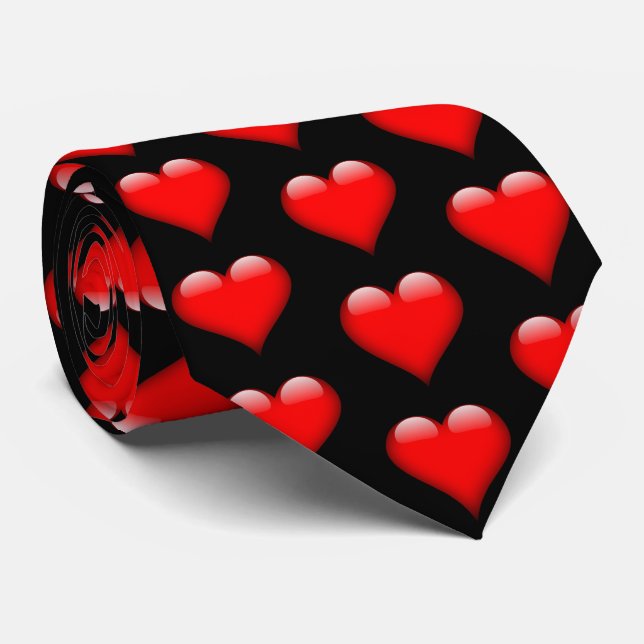 Red Shiny Hearts Valentine Necktie Slips (Rullad)