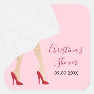 Red Shoes & Bröllop Dress Möhippa Stickers Fyrkantigt Klistermärke