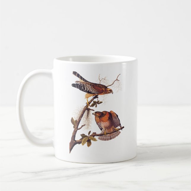 Red Shouled Hawk Audubon Bird of Ber Kaffemugg (Vänster)