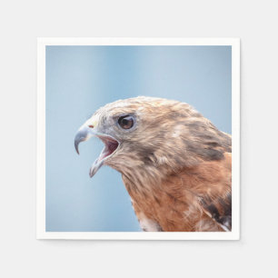 Red Shouled Hawk på sten Pappersservett