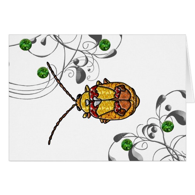 Red Shouled Löv Beetle Hälsningskort (Framsidan Horizontal)