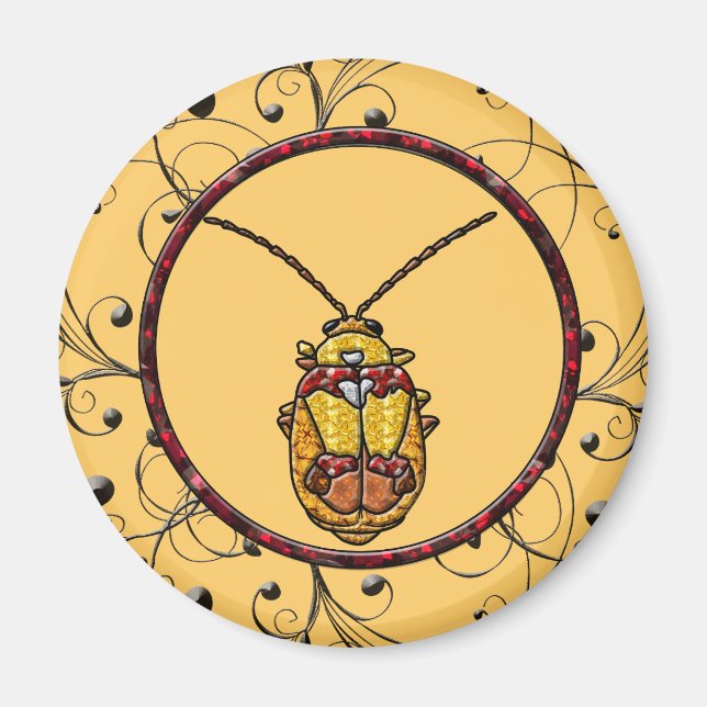 Red Shouled Löv Beetle Magnet (Framsidan)
