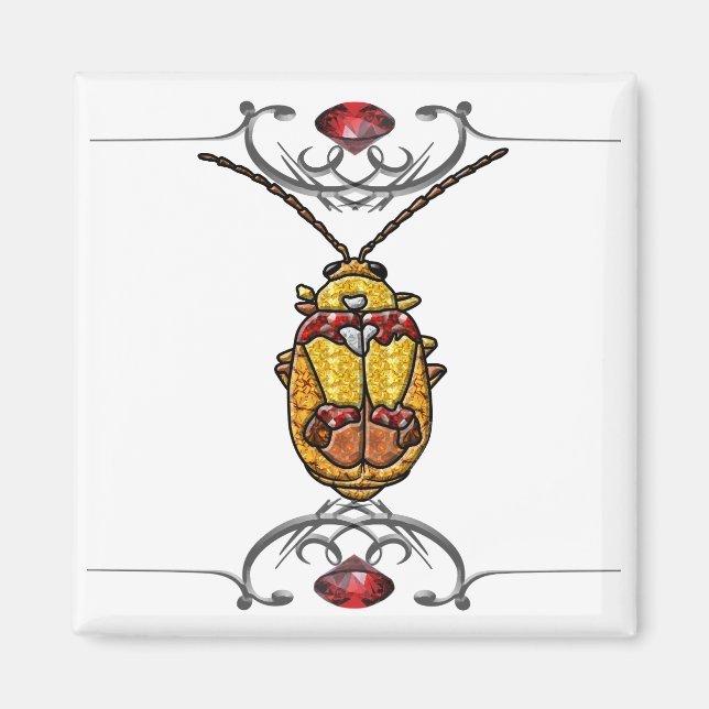 Red Shouled Löv Beetle Magnet (Framsidan)