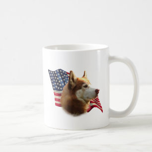 Red Siberian husky Flagga Kaffemugg