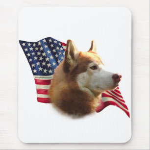 Red Siberian husky Flagga Musmatta