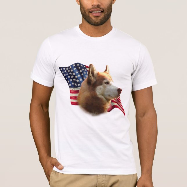 Red Siberian husky Flagga T Shirt (Framsida)