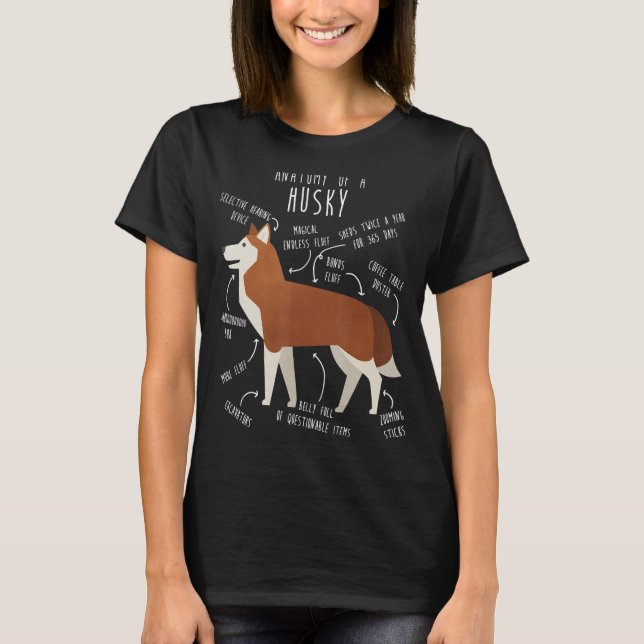 Red Siberian husky Hund Anatomy Pet Mamma Cute Hår T Shirt (Framsida)