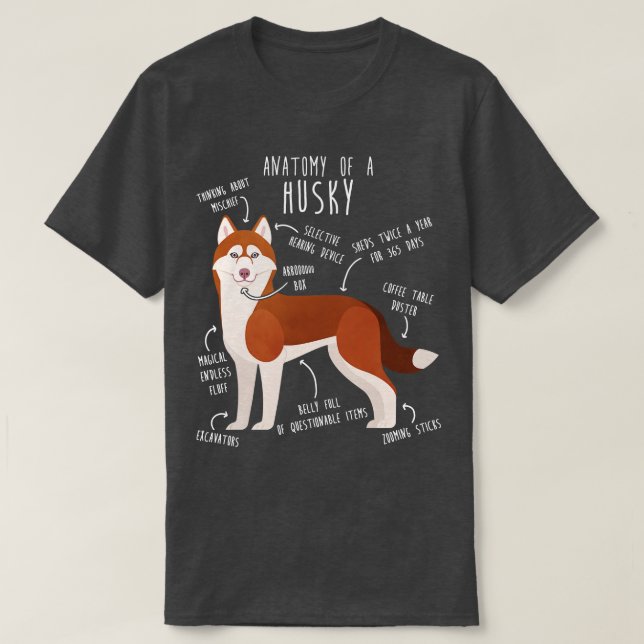 Red Siberian husky Hund Anatomy T Shirt (Design framsida)