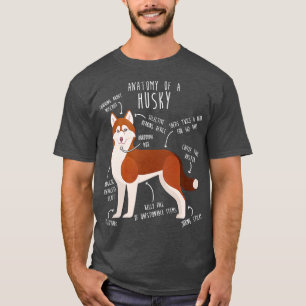 Red Siberian husky Hund Anatomy T Shirt