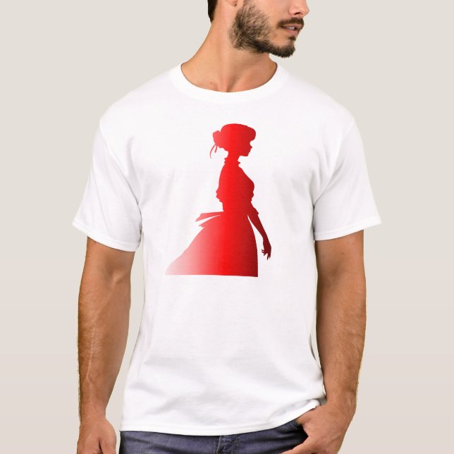 Red Silhouette 1800s Mode Woman 7 T Shirt (Framsida)