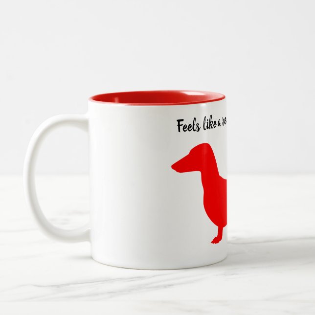 Red Silhouette Dachshund Mugg (Vänster)