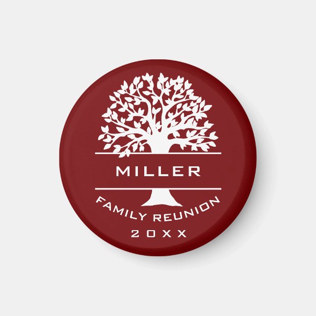 Red Silhouette Träd Family Reunion Souvenir Gift Magnet (Framsidan)