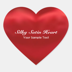 Red Silky Satin Heart Hjärtformat Klistermärke