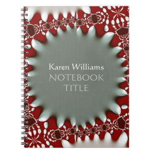 Red Silver Abstrakt Batik Notebook Anteckningsbok
