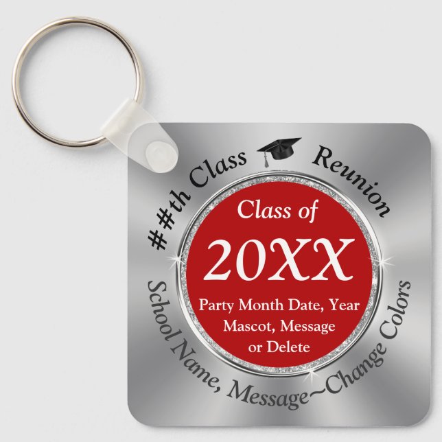 Red, Silver, Black and White, Class Reunion Gifts. Nyckelring (Framsida)