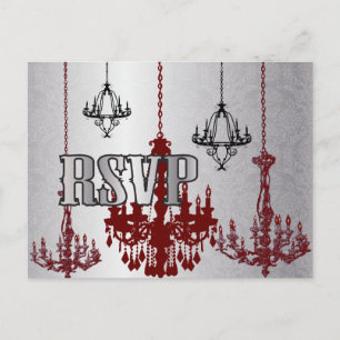 Red Silver Black Chandelier OSA PostCard Inbjudan Vykort