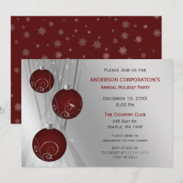 Red Silver Festive Corporate julfest Inbjudningar