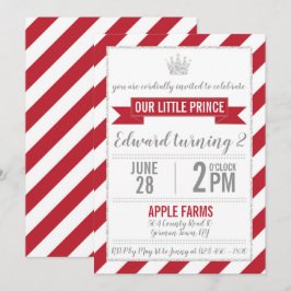 Red Silver Glitter Prince Birthday Investigation Inbjudningar