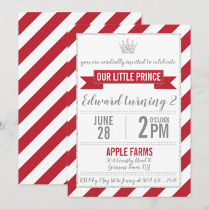 Red Silver Glitter Prince Birthday Investigation Inbjudningar