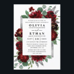 Red Silver Land Burgundy Ro Förlovningsfest Inbjudningar<br><div class="desc">Konstruktionen har vattenfärgpeony och ro blommigt inslag i röda och burgunda nyanser över eukalyptus botaniska grey. Mallen innehåller också en utskriven ruta för färgad av silver eller grått för en utökad elegant. Typografin visningar en modern layout med svart text. Visa samlingslänken på den här sidan om du vill söka efter...</div>