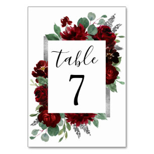 Red & Silver Land Burgundy Ro Winter Wedding Bordsnummer