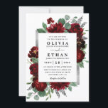 Red & Silver Land Burgundy Ro Winter Wedding Inbjudningar<br><div class="desc">Konstruktionen har vattenfärgpeony och ro blommigt inslag i röda och burgunda nyanser över eukalyptus botaniska grey. Mallen innehåller också en utskriven ruta för färgad av silver eller grått för en utökad elegant. Typografin visningar en modern layout med svart text. Visa samlingslänken på den här sidan om du vill söka efter...</div>