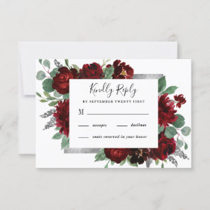 Red & Silver Land Burgundy Ro Winter Wedding OSA Kort