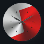 Red & Silver Modern Split-skärm design Stor Klocka<br><div class="desc">Bild av metallisk röd och silver,  delad skärm-geometrisk utformning.</div>