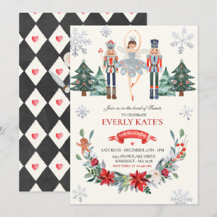 Red & Silver Nutcracker Birthday Sugar Plum Fairy Inbjudningar
