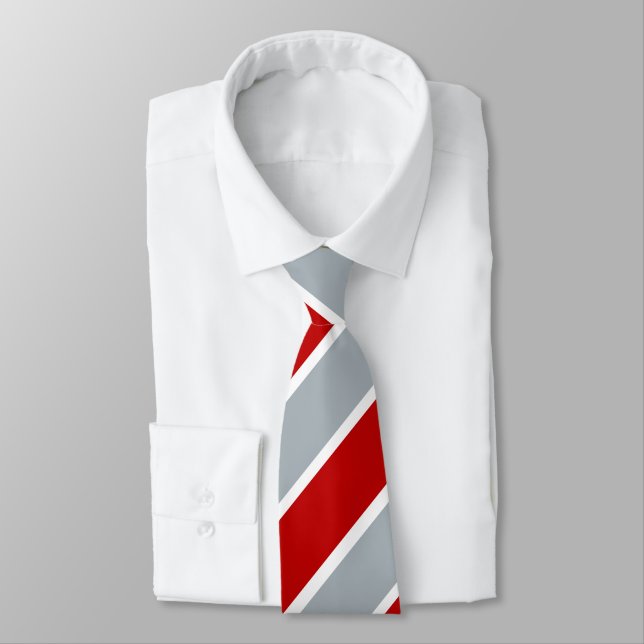 Red Silver och White Regimental Rand Tie Slips (Bunden)