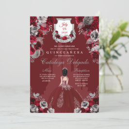 Red & Silver Princess Castle Quinceañera Inbjudningar